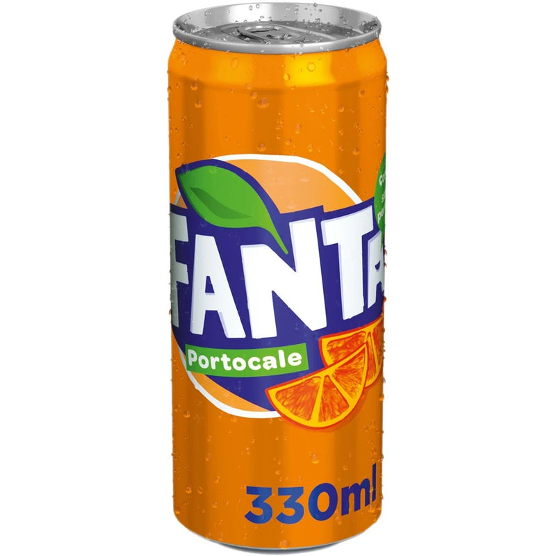 Fanta Bautura racoritoare carbogazoasa cu gust de portocale, doza 0.33L
