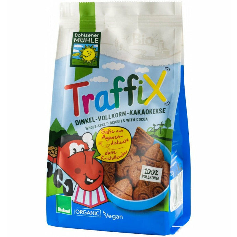 Traffix biscuiti Bio din grau spelta si cacao indulciti cu agave, 125g