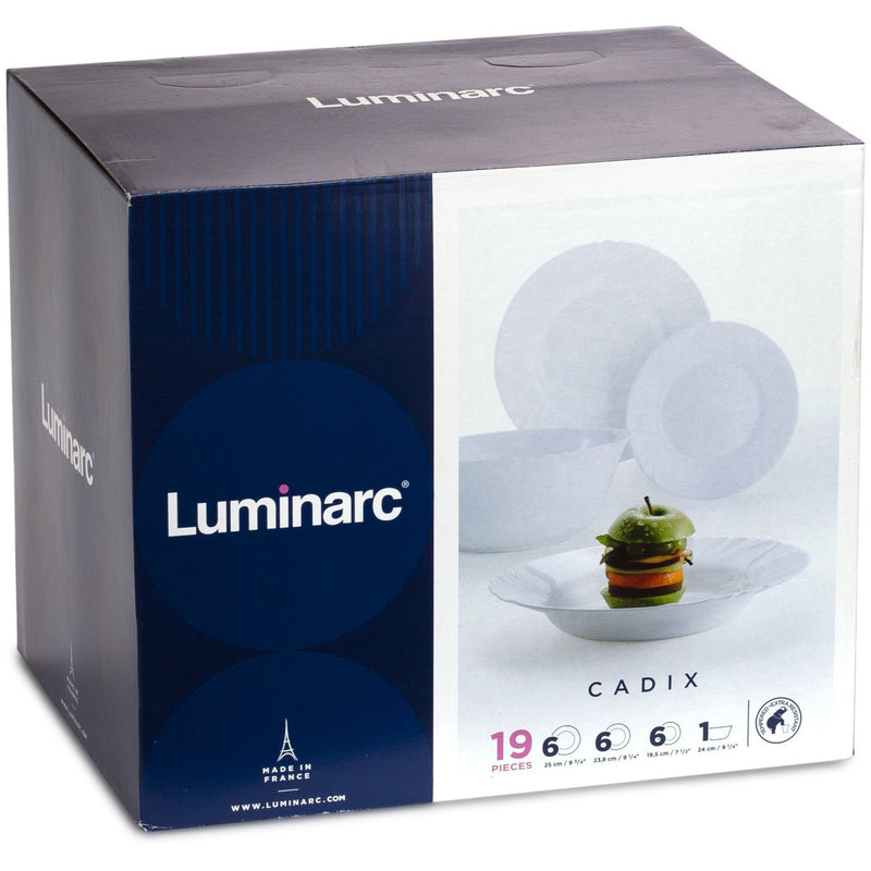 Serviciu de masa Luminarc Cadix, opal, alb, 19 piese