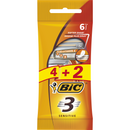 BIC 3 Sensitive Herrenrasierer, 3 Klingen, kostenloses 4 + 2 Promo-Paket