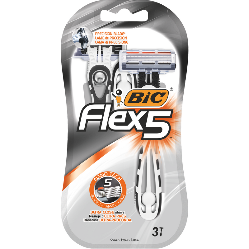 Aparat de Ras pentru barbati BIC Flex 5, 5 lame, pachet standard, 3 bucati