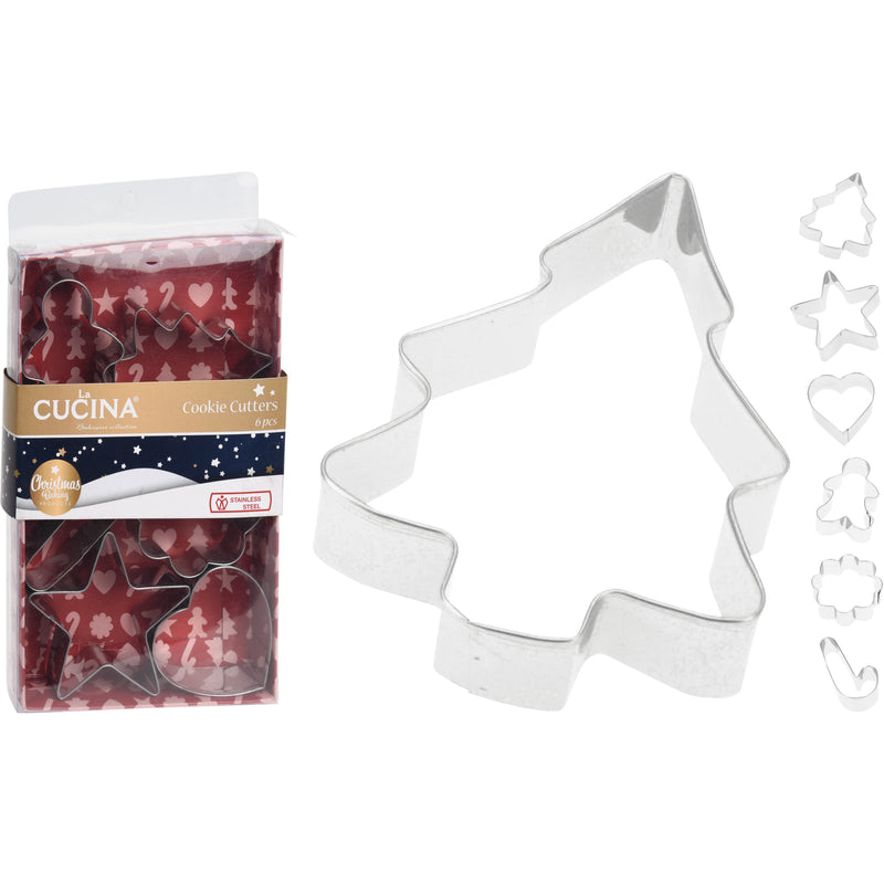 Set 6 forme pentru prajituri din otel inoxidabil, modele de Craciun