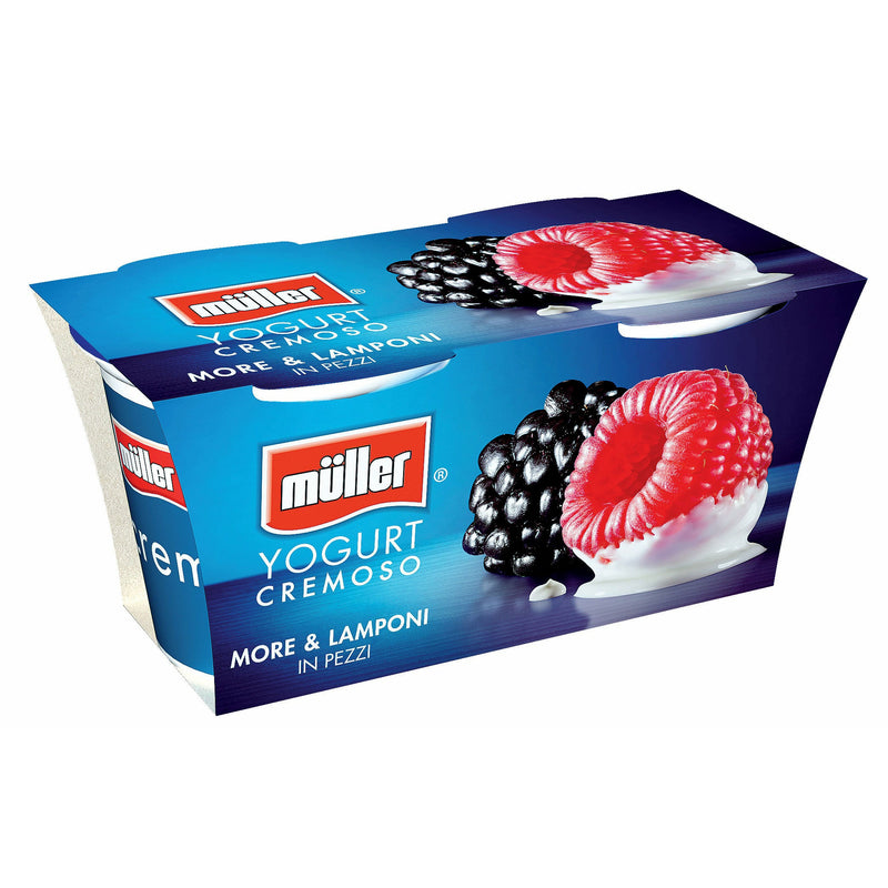 Muller Pezzi iaurt cu mure si zmeura 2x125g