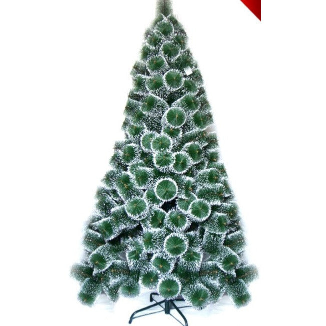 Brad Artificial, pin bogat cu varfuri albe, suport metalic, 120cm, 80 ramurele