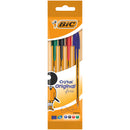 Pix BIC Cristal Original Fine, 0.8 mm, diverse culori, 4 bucati