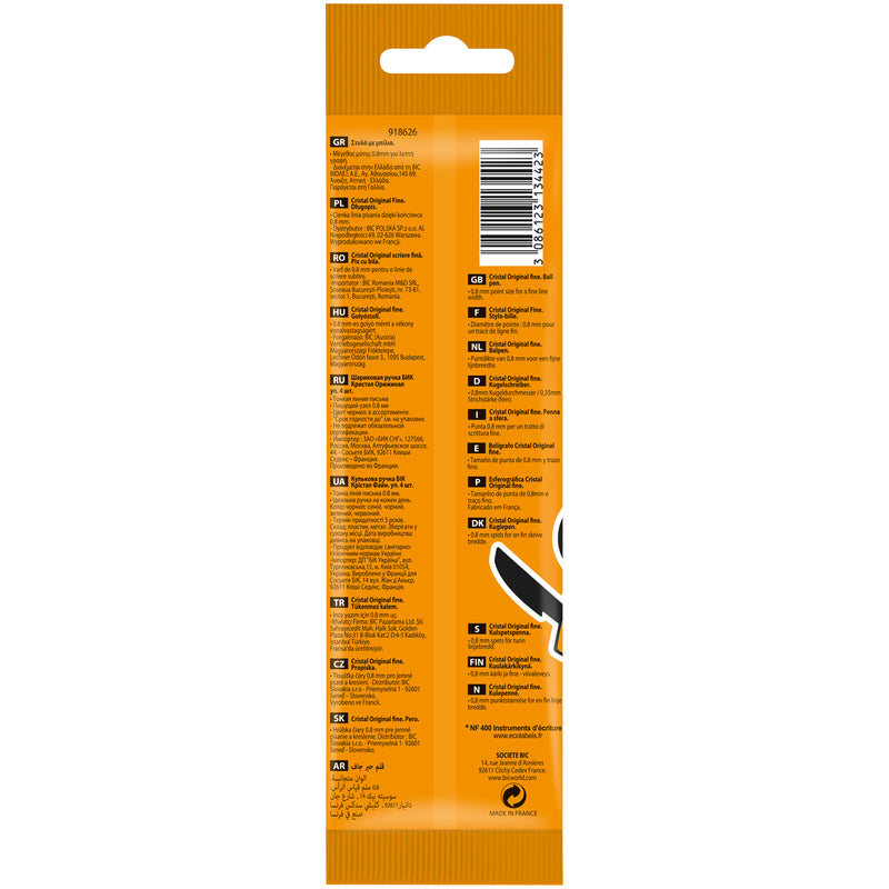 Pix BIC Cristal Original Fine, 0.8 mm, diverse culori, 4 bucati