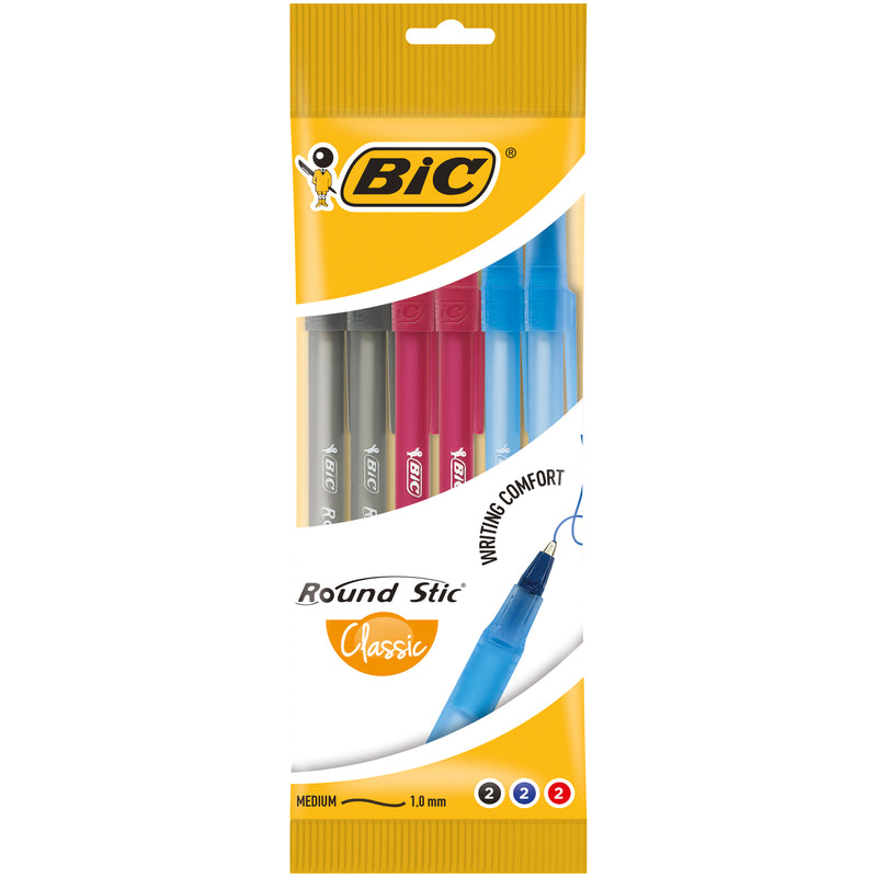 Pix BIC Round Stic Classic, 1.0 mm, diverse culori, 6 bucati