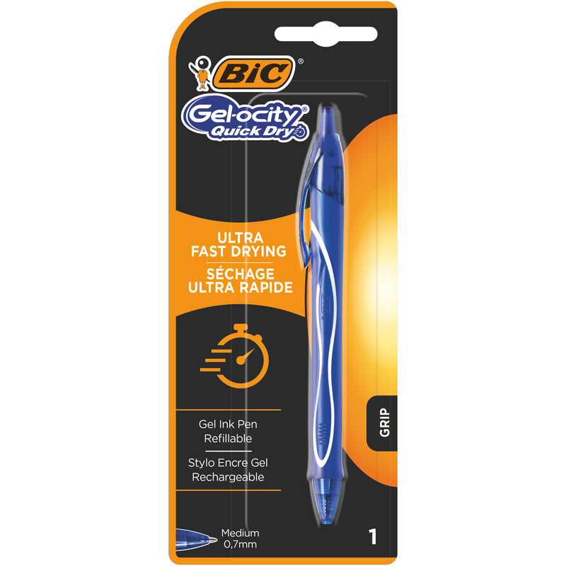 Pix cu gel BIC Gelocity Quick Dry, 0.7 mm, uscare rapida, albastru, 1 bucata
