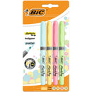 BIC Highlighter Grip Pastel, skošeni vrh, razne pastelne boje, 4 komada