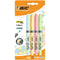 BIC Highlighter Grip Pastel, punta smussata, vari colori pastello, 4 pezzi