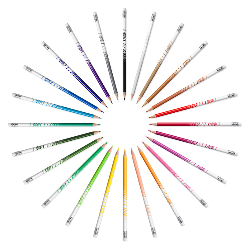Creioane de colorat BIC Kids Evolution Illusion, cu radiera, 24 culori