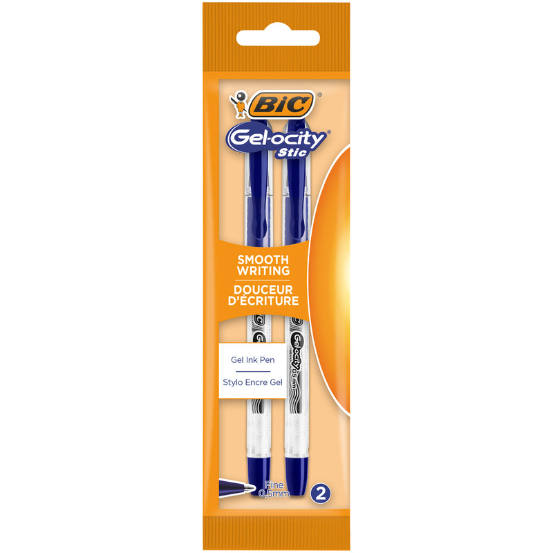 Pix cu gel BIC Gelocity Stic, 0.5 mm, albastru, 2 bucati
