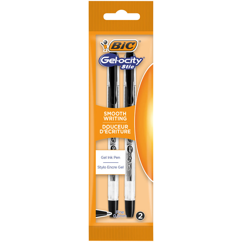 Pix cu gel BIC Gelocity Stic, 0.5 mm, negru, 2 bucati
