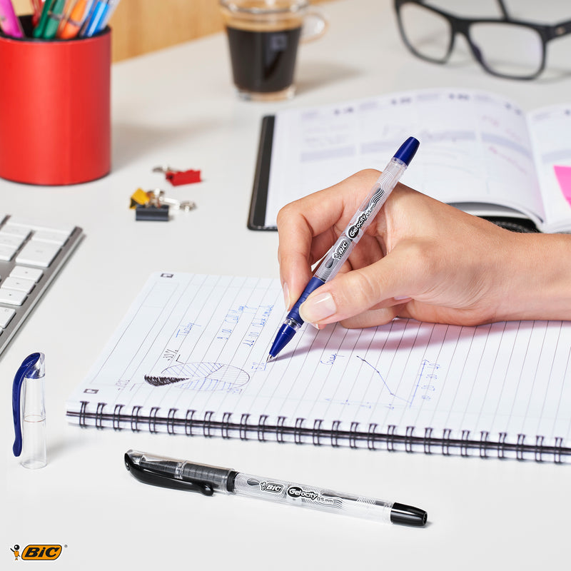 Pix cu gel BIC Gelocity Stic, 0.5 mm, negru, 2 bucati