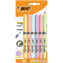 Evidentiator BIC Highlighter Grip Pastel, varf tesit, diverse culori pastel, 6 bucati