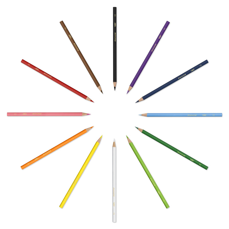 Creioane de colorat BIC Kids Aquacouleur, efect de acuarela, 12 culori