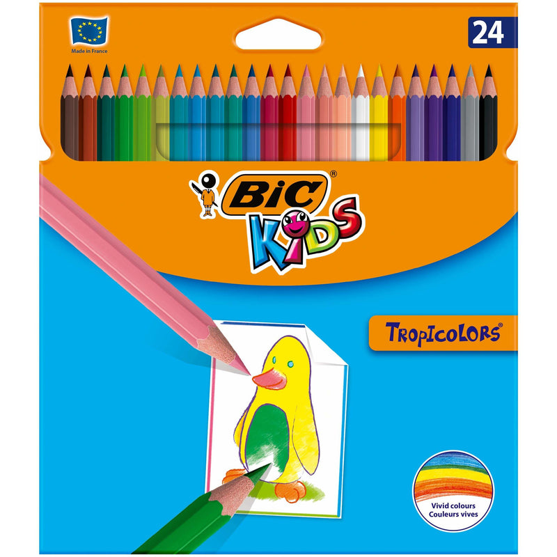 Creioane de colorat BIC Kids Tropicolors, 24 culori