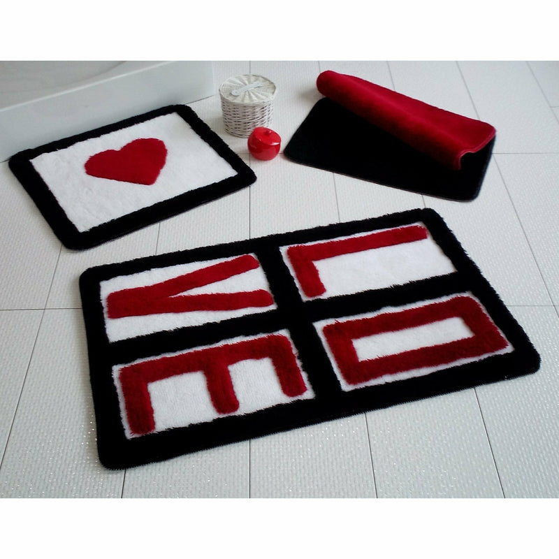 Chilai Home by Alessia Set covorase baie Love Red, 3 piese