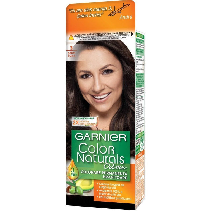 Garnier Color Naturals vopsea de par permanenta, 3 Saten Inchis, 110 ml