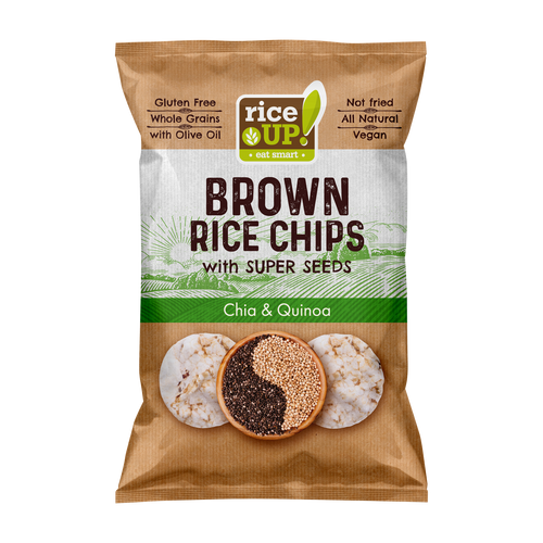 Rise Up! Chips din orez brun cu seminte de hia si quinoa 60g