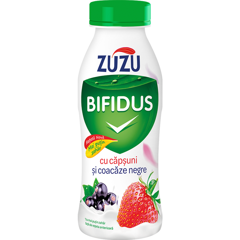Zuzu Bifidus Iaurt de baut cu capsuni si coacaze negre, 1.8% grasime, 320g