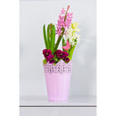 Koronka ghiveci dantelat din plastic roz, 12 cm