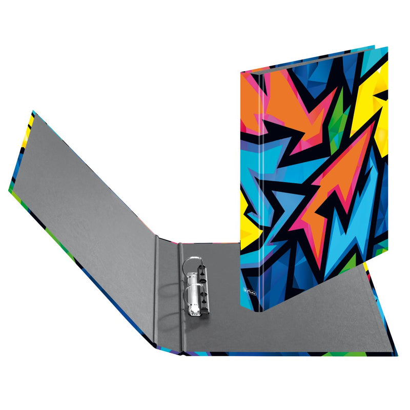 Herlitz Caiet mecanic maX.file A4, 2 inele, cotor 16mm, motiv Neon Art