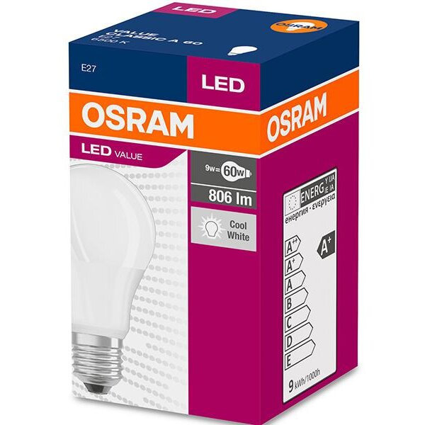 Osram Bec Led Globe Value E27 8.5W/865 CW 6500K (806L)