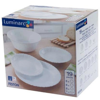 Serviciu de masa Luminarc Feston, opal, alb, 19 piese