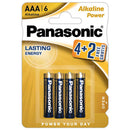 Panasonic Alkaline Power AAA batteries, 6 pieces
