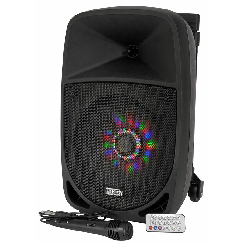 Boxa portabila iluminata LED Party-8LED, 70W RMS, USB/SD/BT/FM, negru