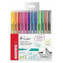 Kores K-Liner Fine Liner, varf 0.4mm, set 12 culori