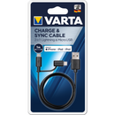 Cablul VARTA 2in1 USB cu 2 conectori tip Lightning si Micro USB