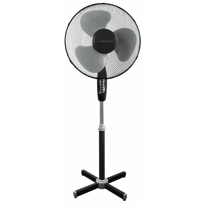Ventilator cu picior si timer Esperanza EHF001KE Hurricane, 50W, 3 viteze, negru/gri