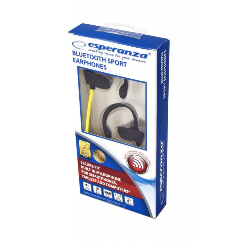 Casti sport cu Bluetooth Esperanza EH188Y, negru/galben