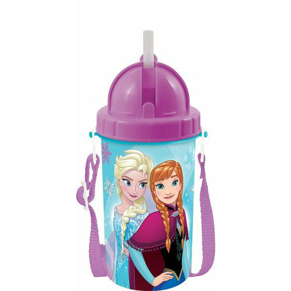 Bidon pentru apa cu pai Disney Frozen Pink, 400ml