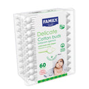 Family Care Bio Betisoare de urechi cu opritor, delicate, 60 bucati