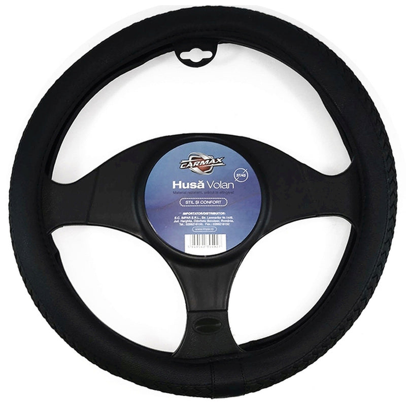 Carmax Husa auto pentru volan din piele sintetica, 37-43cm, negru