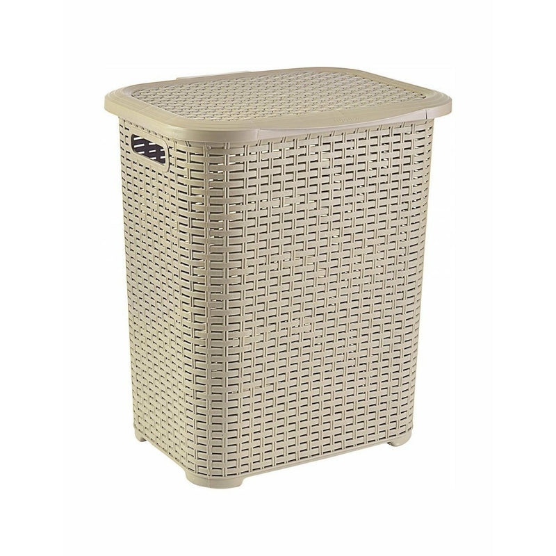 Heinner Cos de rufe din plastic tip rattan 45L, bej