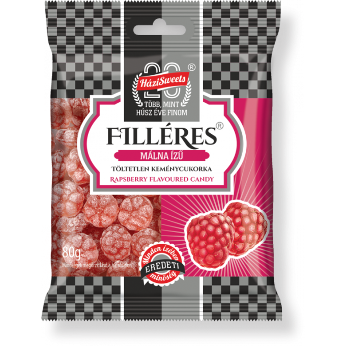 Filleres Bomboane tari fara umplutura cu  gust de zmeura 80g