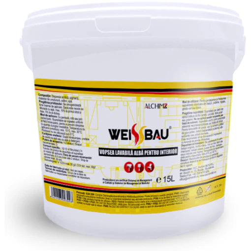 Weissbau Economic vopsea lavabila alba pentru interior 15L