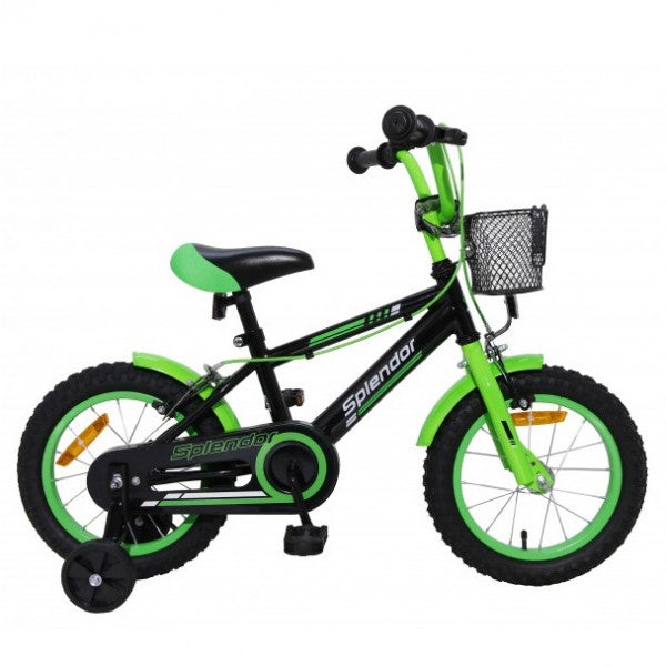 Bicicleta pentru copii Splendor SPL14NV, roti 14 inch, cadru otel, 3-5 ani, negru + verde