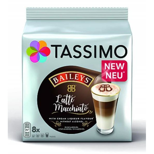 Cafea Tassimo Baileys Latte Macchiato, 2 x 8 capsule cafea si lapte, 8 bauturi x 295 ml, 264 gr