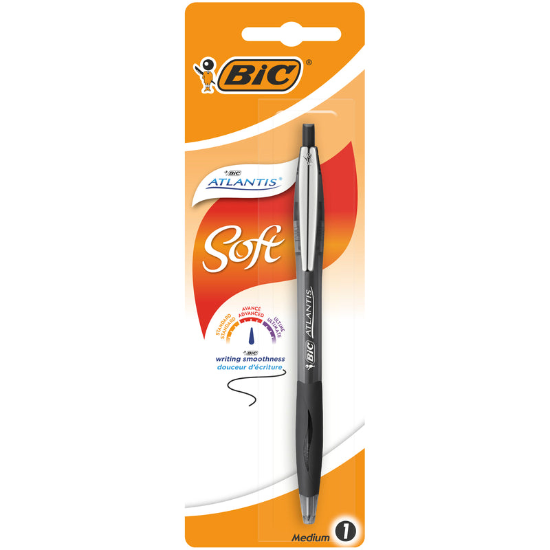 Pix retractabil BIC Atlantis Soft, 1.0 mm, negru, 1 bucata