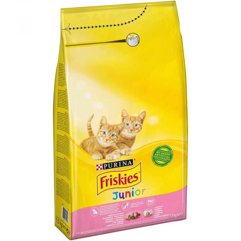 Friskies Junior Hrana uscata pentru pisici cu pui, lapte si legume, 1.5 kg