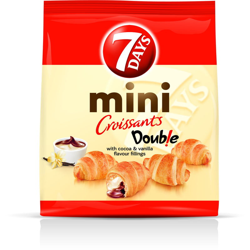7 Days mini double mini croissante cu umplutura cu  cacao  si aroma de  vanilie 185 gr