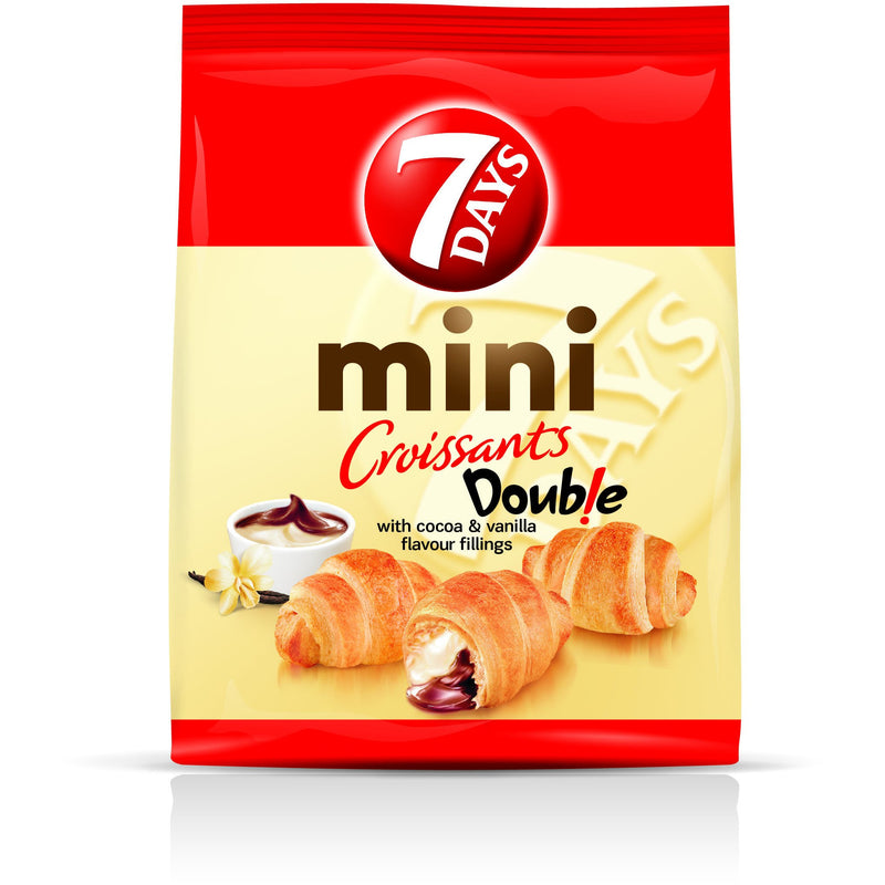7 Days mini double mini croissante cu umplutura cu  cacao  si aroma de  vanilie 60 gr