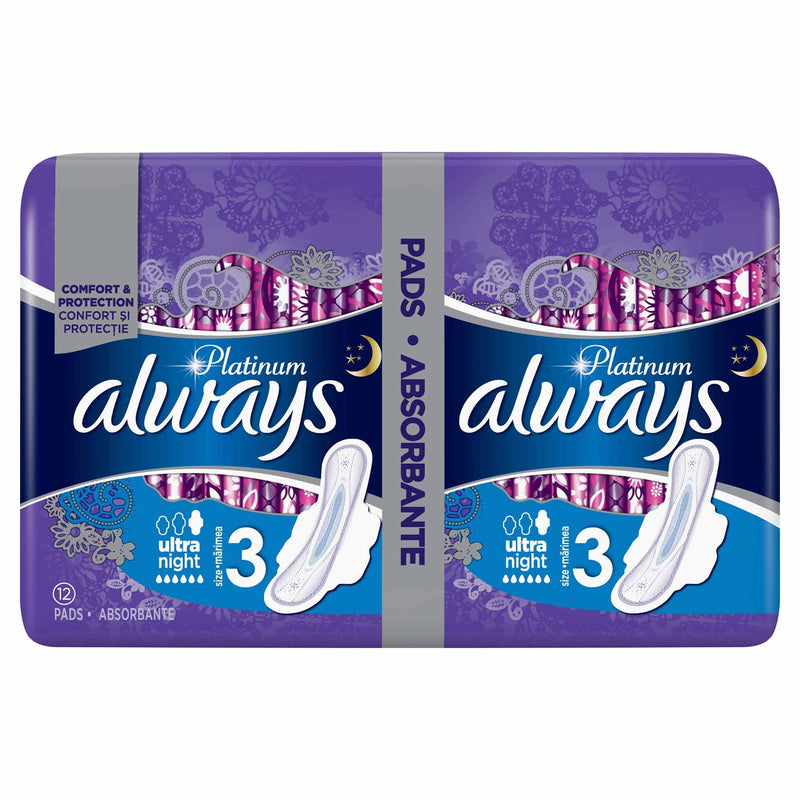 Absorbante Always Platinum night duo 12 buc, marimea 3