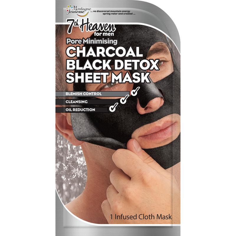 7th Heaven Pore Minimising Charcoal Masca de fata detoxifianta cu carbune activ din material textil pentru barbati