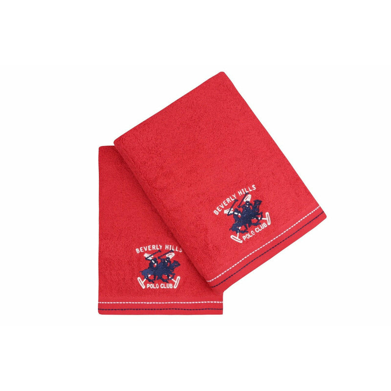Beverly Hills Polo Club Set 2 prosoape de baie, 70x140 cm, 100% bumbac, rosu